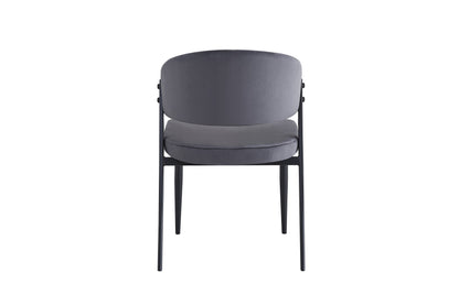 CHAISE LAMIA PIEDS METAL NOIR TISSU VELOURS ANTHRACITE