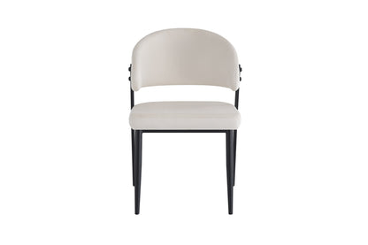CHAISE LAMIA PIEDS METAL NOIR TISSU VELOURS BEIGE