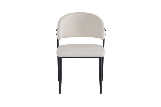 CHAISE LAMIA PIEDS METAL NOIR TISSU VELOURS BEIGE