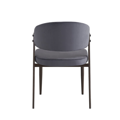 CHAISE LAMIA PIEDS EFFET NOYER TISSU VELOURS ANTHRACITE