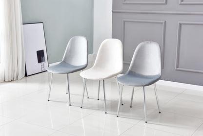 CHAISE SCANDINAVE VELOURS GRIS PIED CHROME