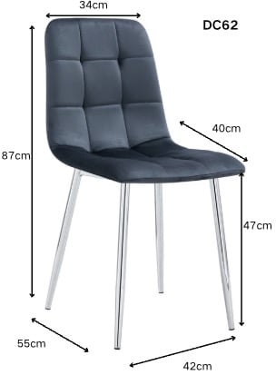 CHAISE ELISA PIED CHROME VELOURS ANTHRACITE