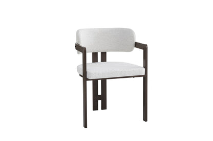 Chaise mellow pied effet noyer assise tweed latte