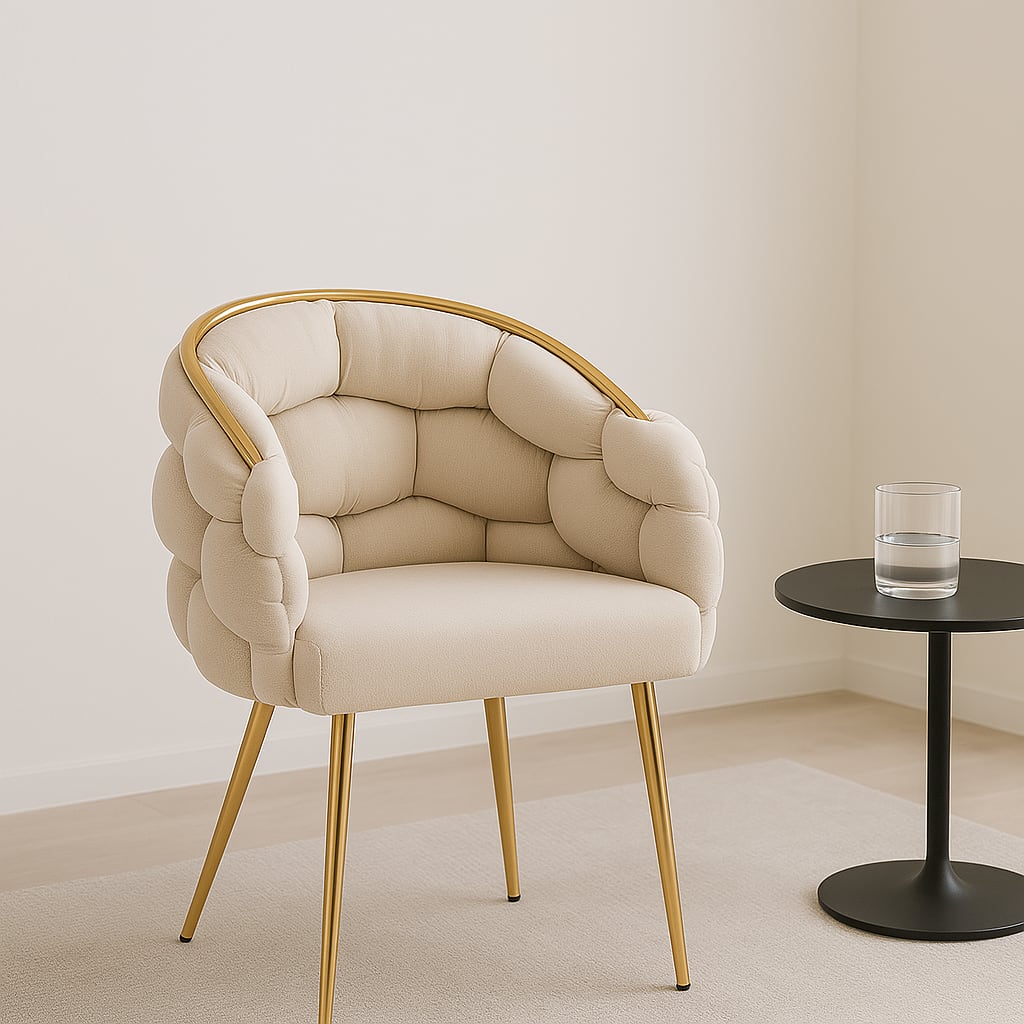 CHAISE BALLON GOLD VELOURS BEIGE