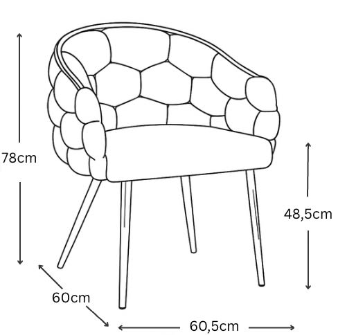CHAISE AVEC ACCOUDOIR BALLON METAL NOIR VELOURS TAUPE
