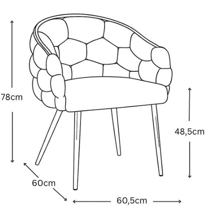 CHAISE AVEC ACCOUDOIR BALLON METAL NOIR VELOURS TAUPE
