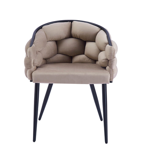 CHAISE AVEC ACCOUDOIR BALLON METAL NOIR VELOURS TAUPE