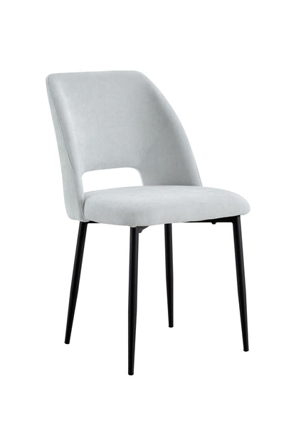 Lot de 4 chaises AVA Métal noir Tissu Serge Gris
