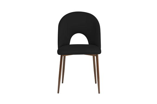 CHAISE TEDDY METAL EFFET NOYER ASSISES VELOURS NOIR