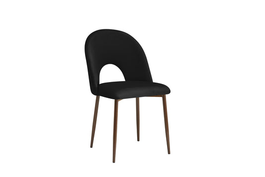 CHAISE TEDDY METAL EFFET NOYER ASSISES VELOURS NOIR