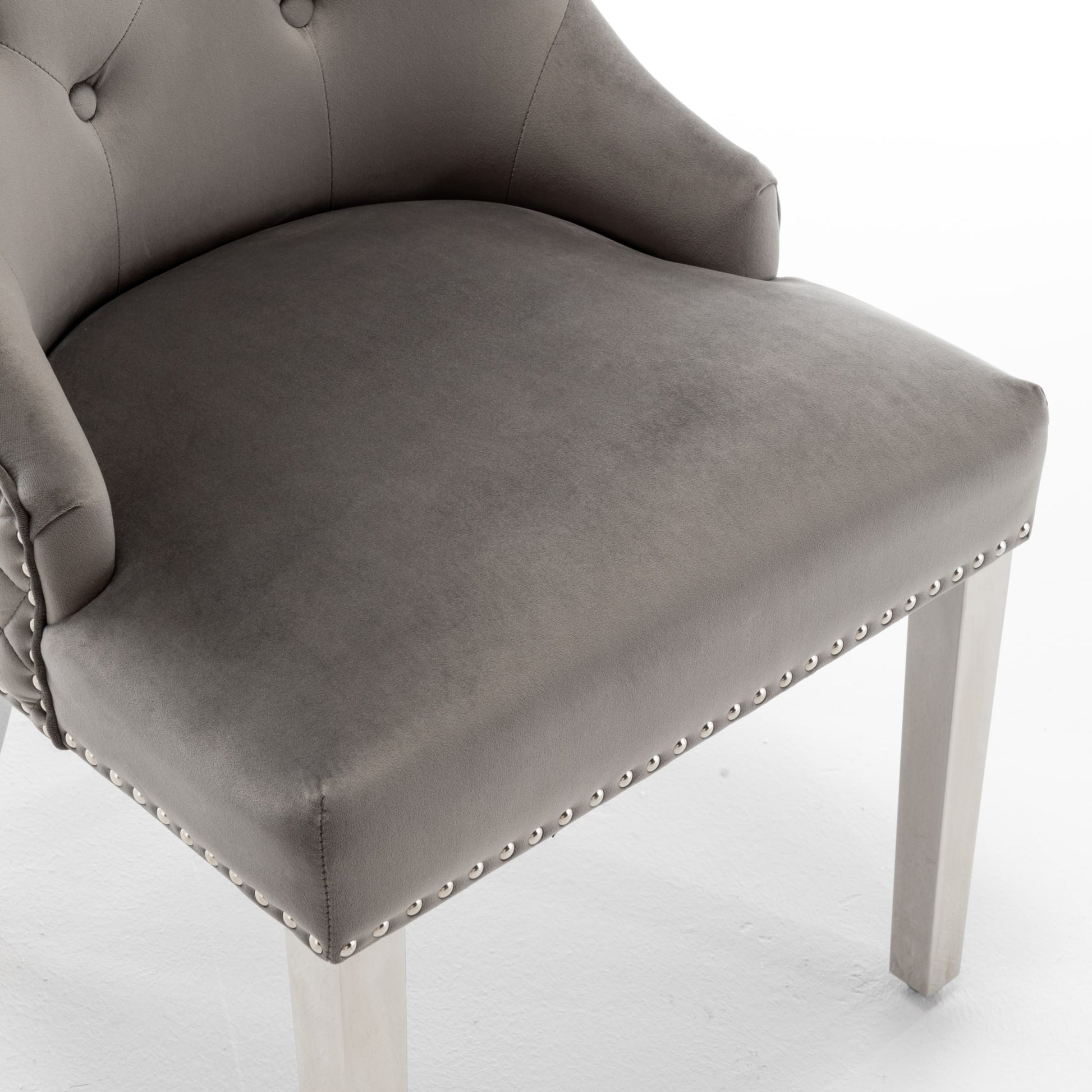 Lot de 2 chaises LION matelassée et cloutée chrome velours