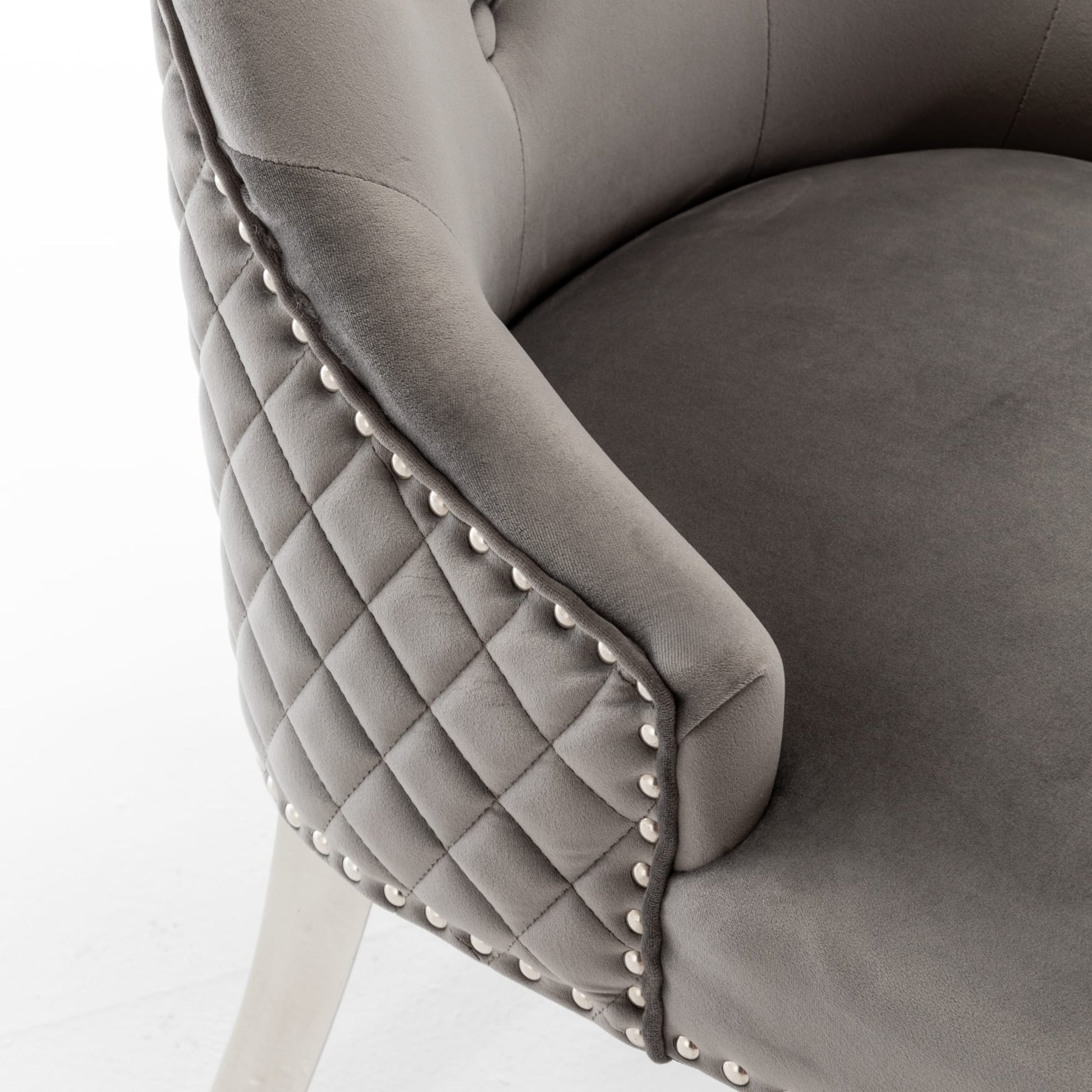 Lot de 2 chaises LION matelassée et cloutée chrome velours