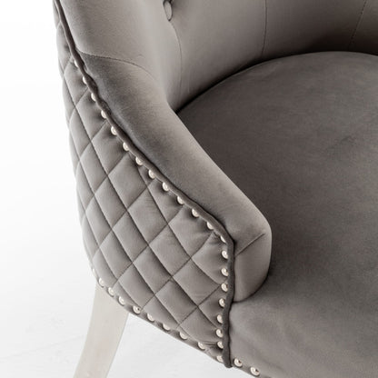 Lot de 2 chaises LION matelassée et cloutée chrome velours