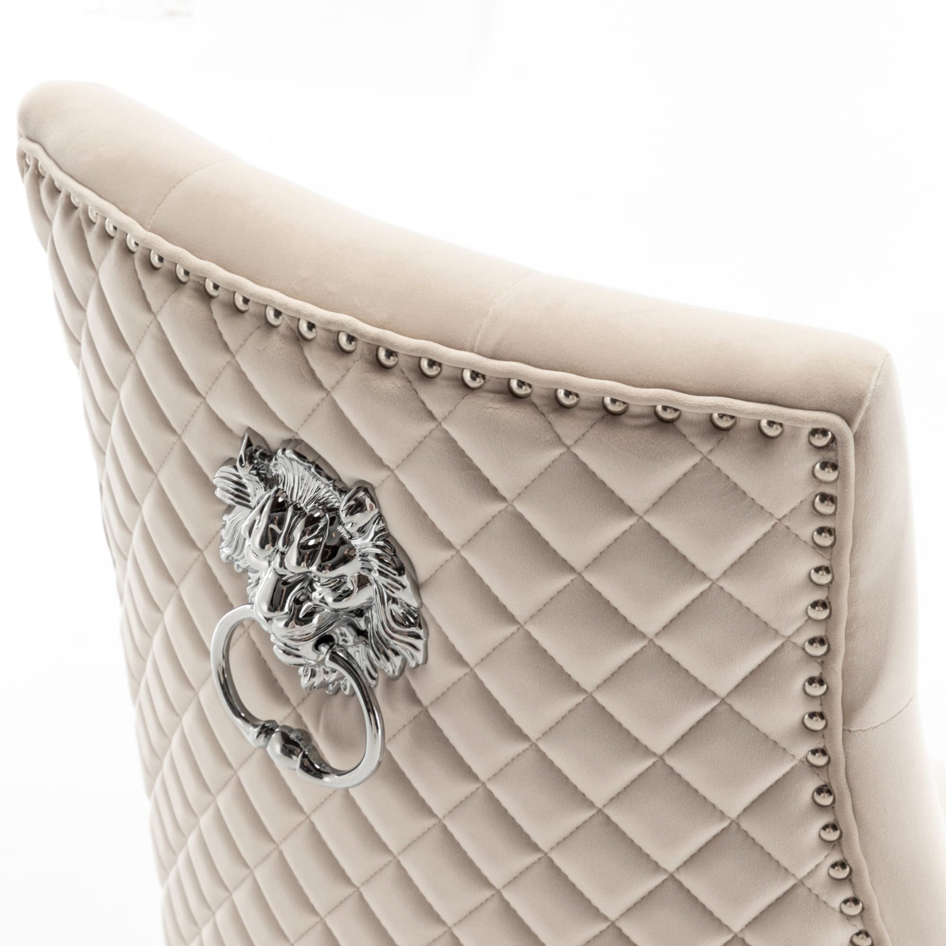 Lot de 2 chaises LION matelassée et cloutée chrome velours