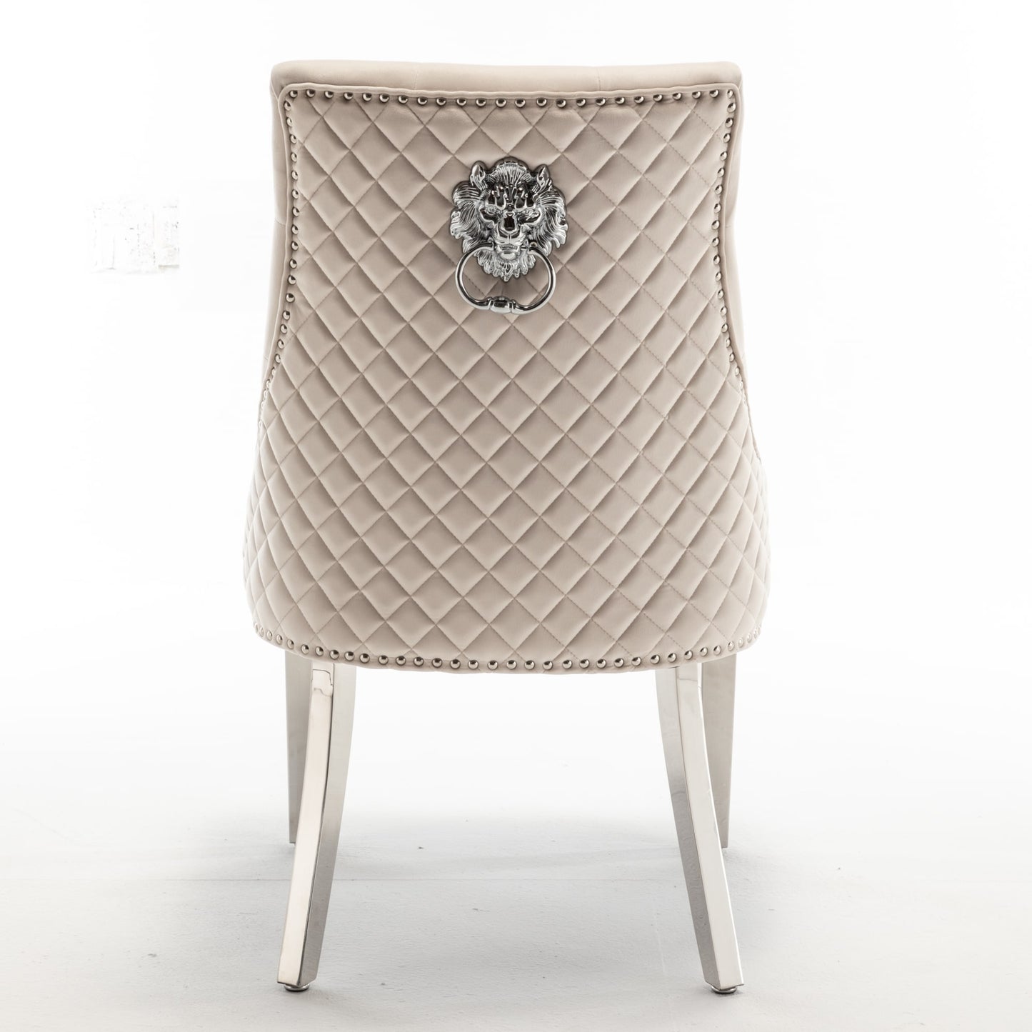 Lot de 2 chaises LION matelassée et cloutée chrome velours