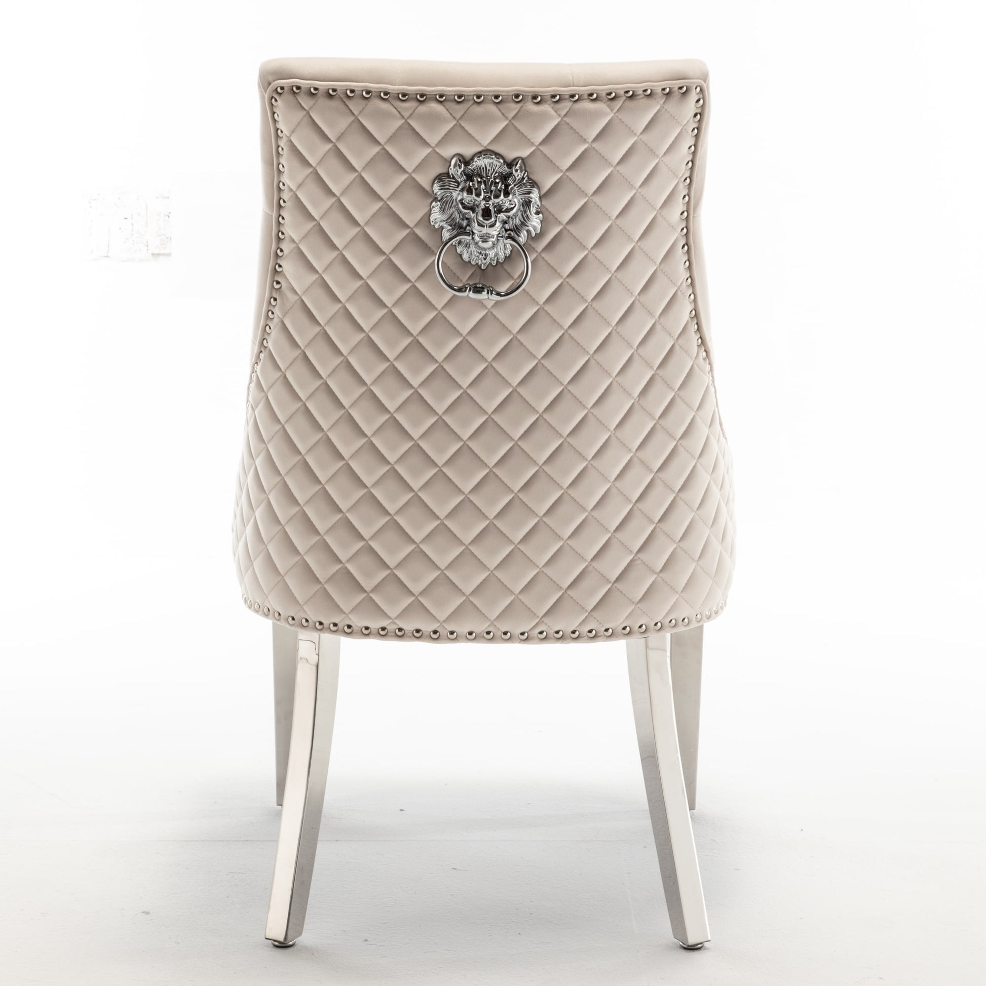 Lot de 2 chaises LION matelassée et cloutée chrome velours