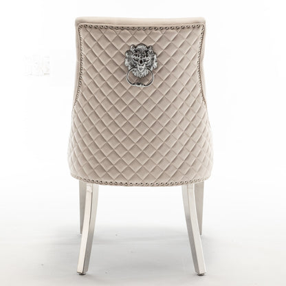 Lot de 2 chaises LION matelassée et cloutée chrome velours