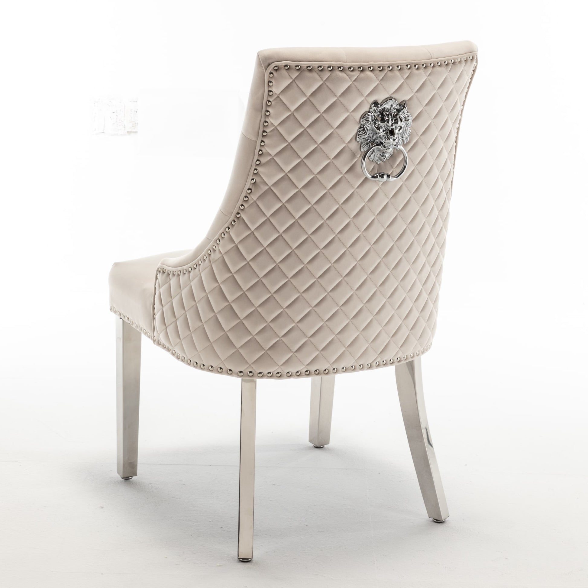 Lot de 2 chaises LION matelassée et cloutée chrome velours