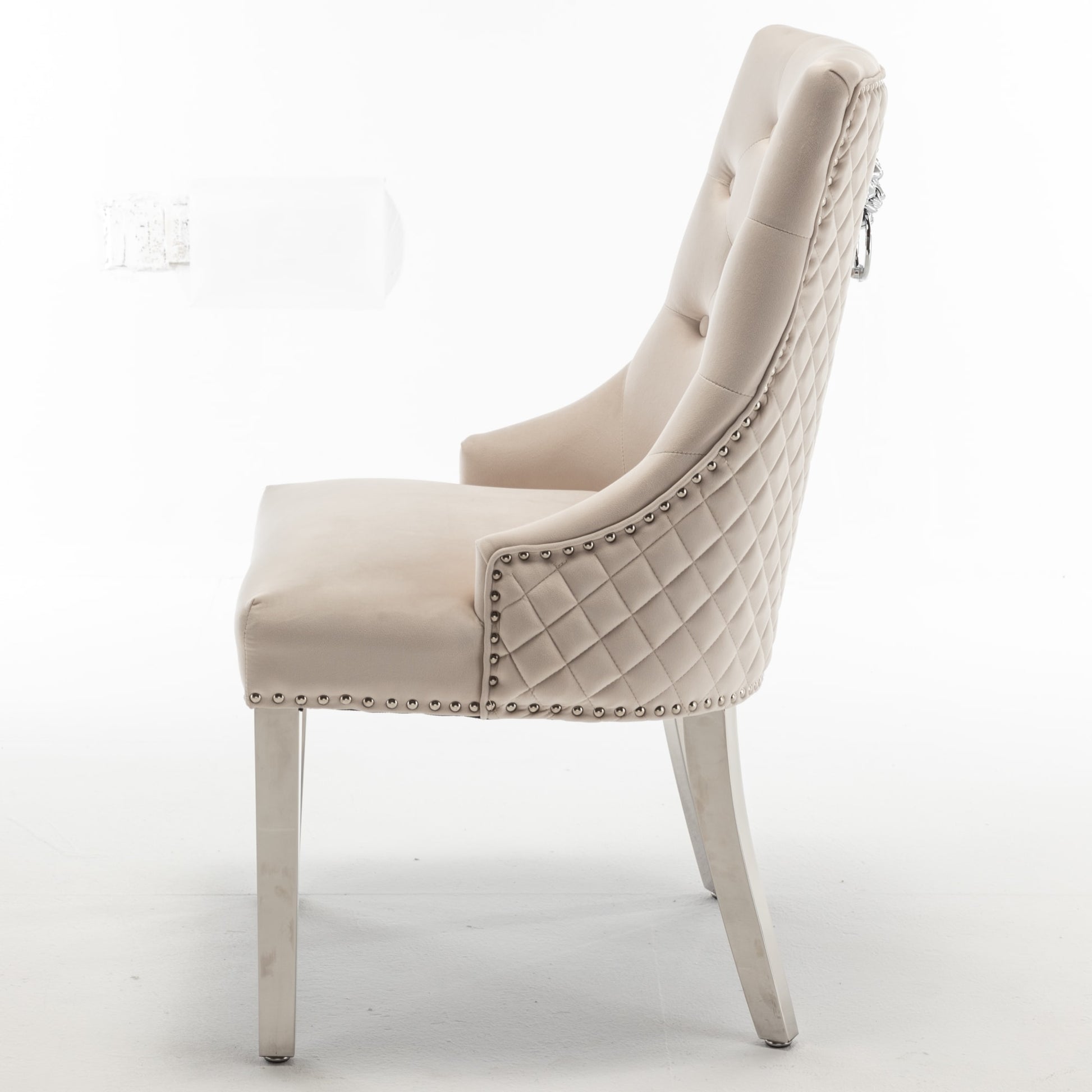 Lot de 2 chaises LION matelassée et cloutée chrome velours