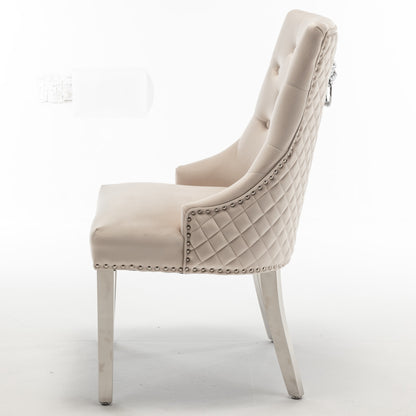 Lot de 2 chaises LION matelassée et cloutée chrome velours