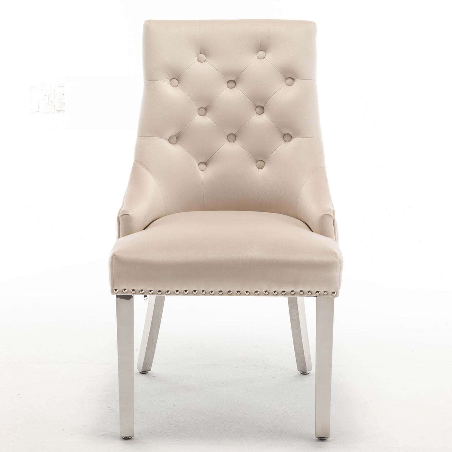 Lot de 2 chaises LION matelassée et cloutée chrome velours