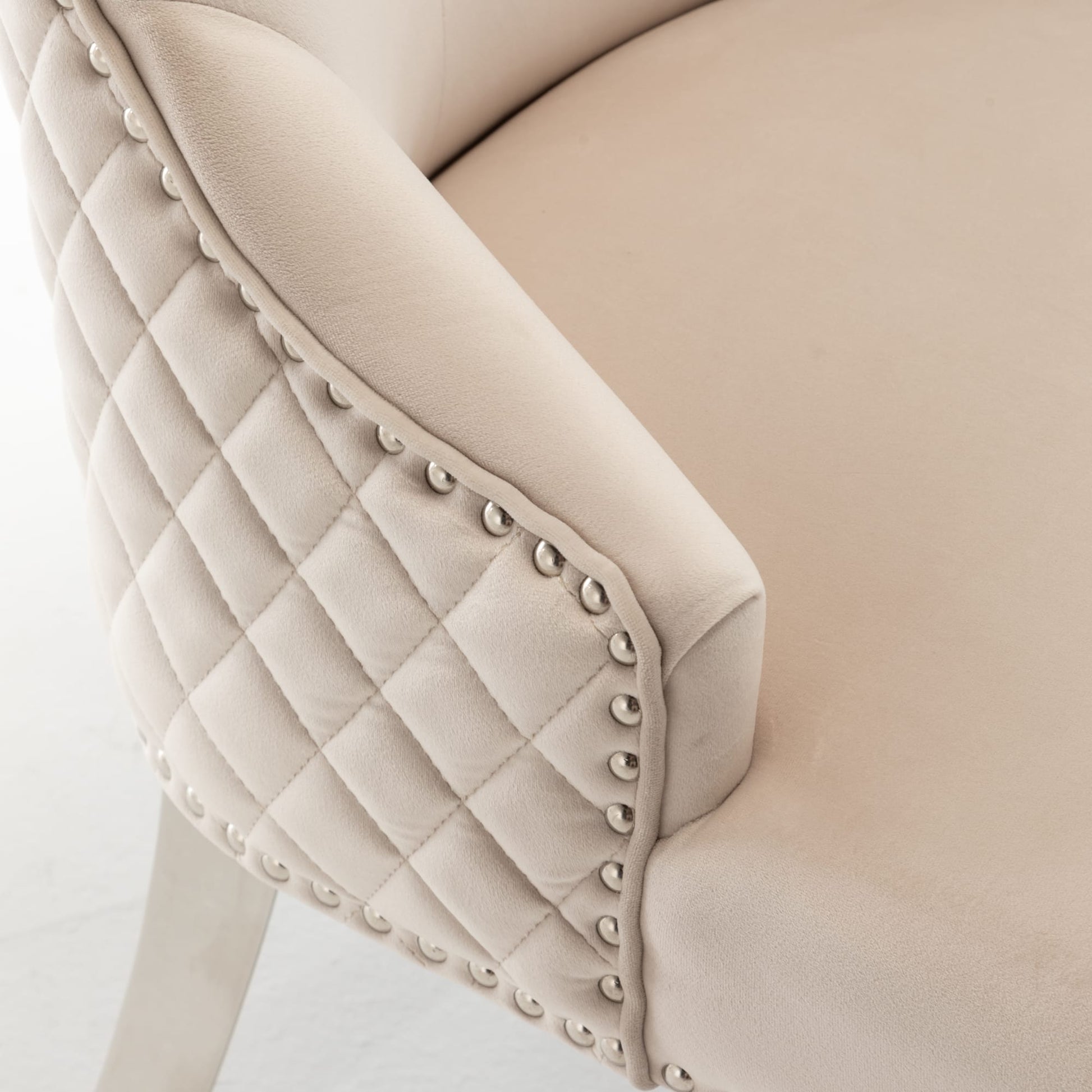 Lot de 2 chaises LION matelassée et cloutée chrome velours