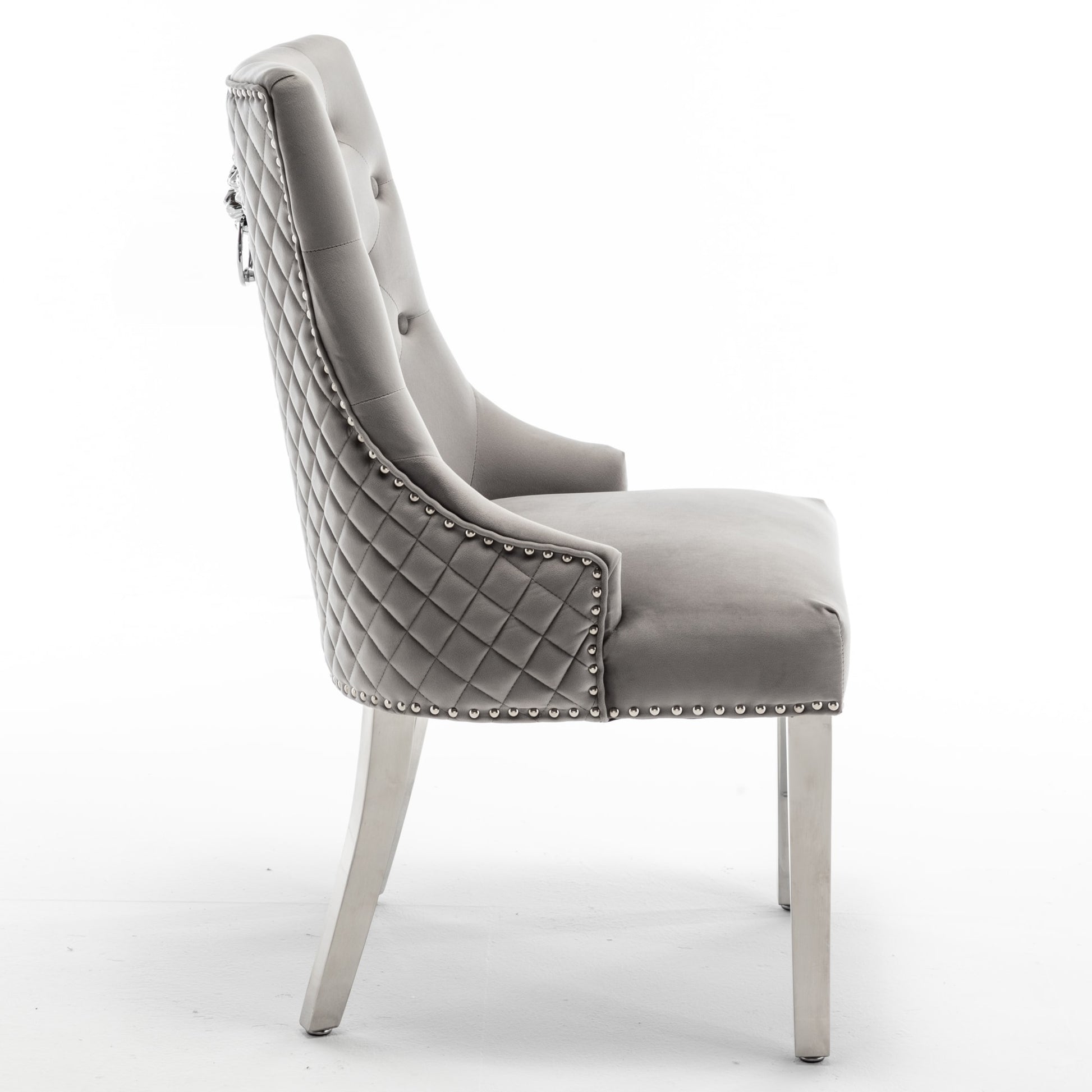 Lot de 2 chaises LION matelassée et cloutée chrome velours