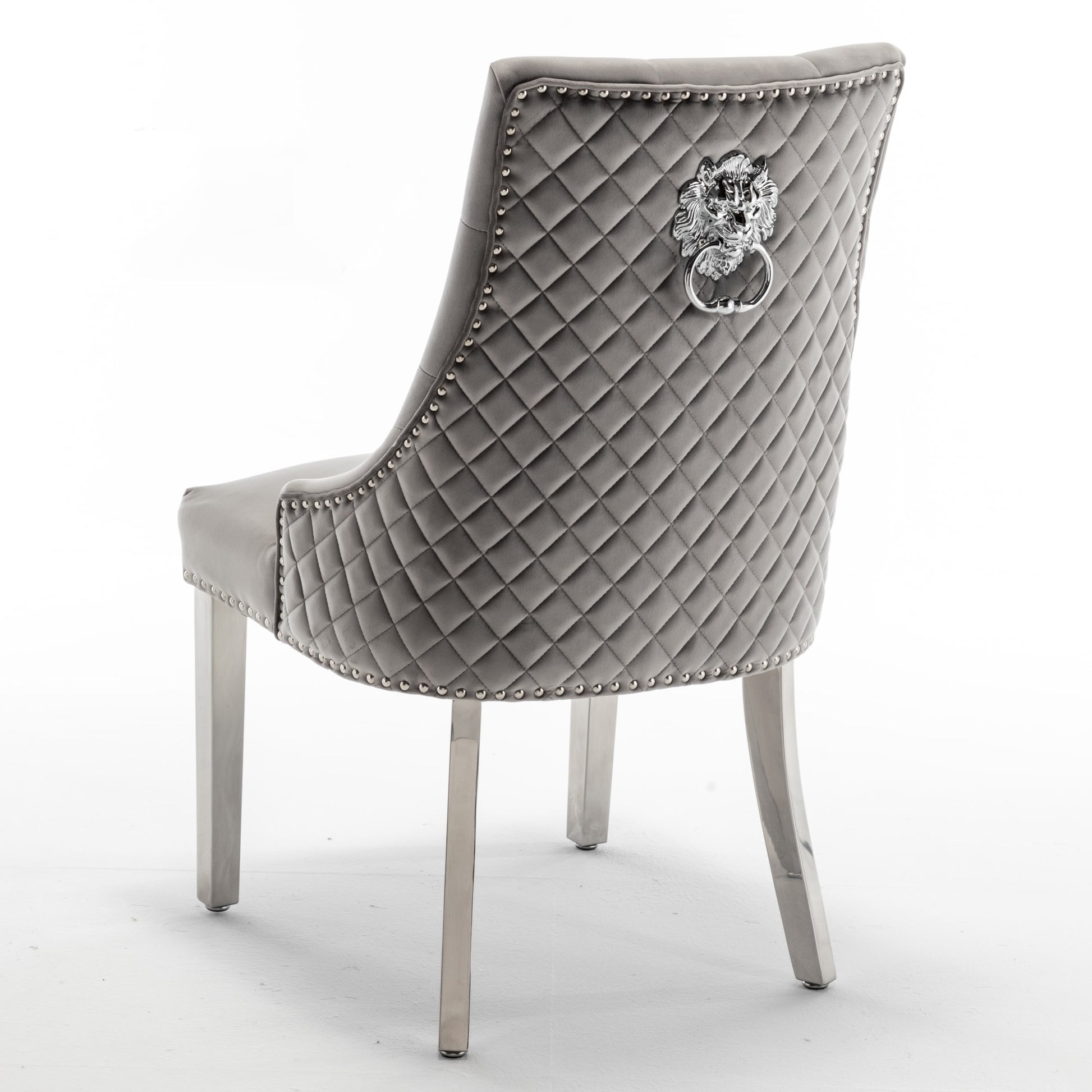 Lot de 2 chaises LION matelassée et cloutée chrome velours