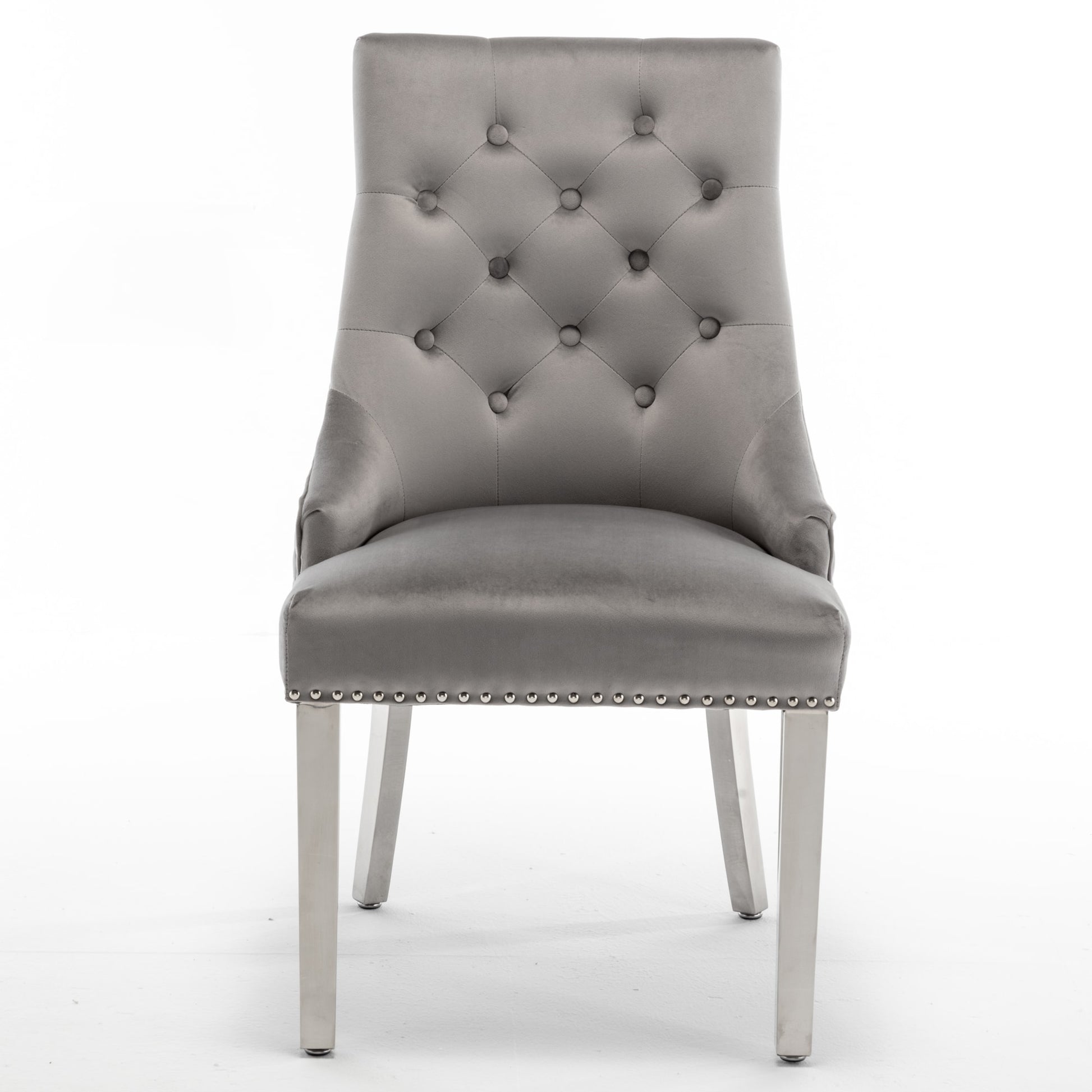 Lot de 2 chaises LION matelassée et cloutée chrome velours