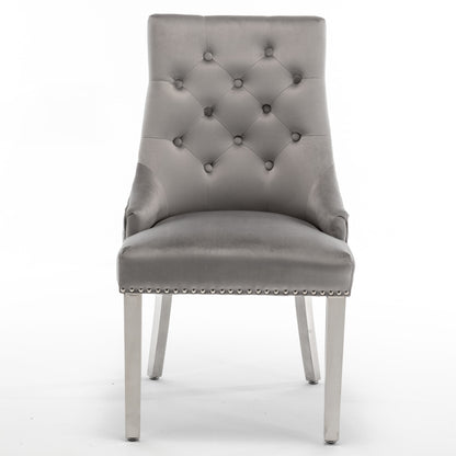 Lot de 2 chaises LION matelassée et cloutée chrome velours
