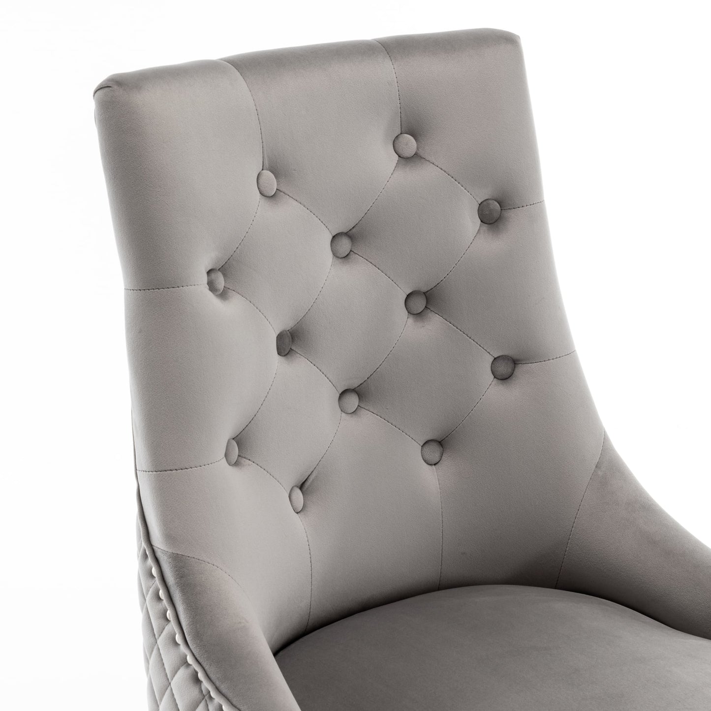 Lot de 2 chaises LION matelassée et cloutée chrome velours