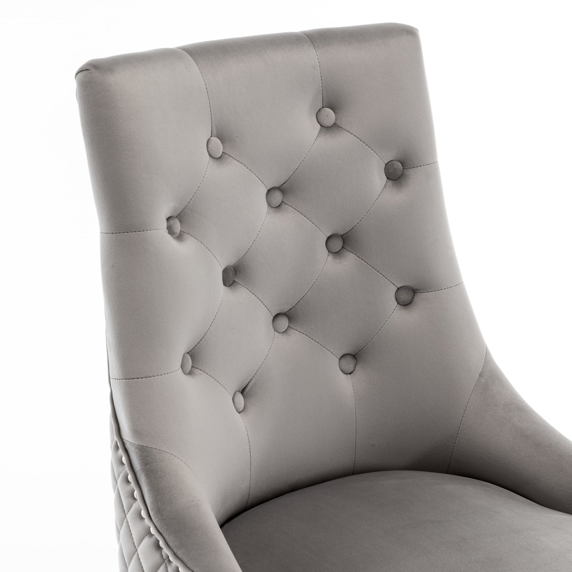 Lot de 2 chaises LION matelassée et cloutée chrome velours