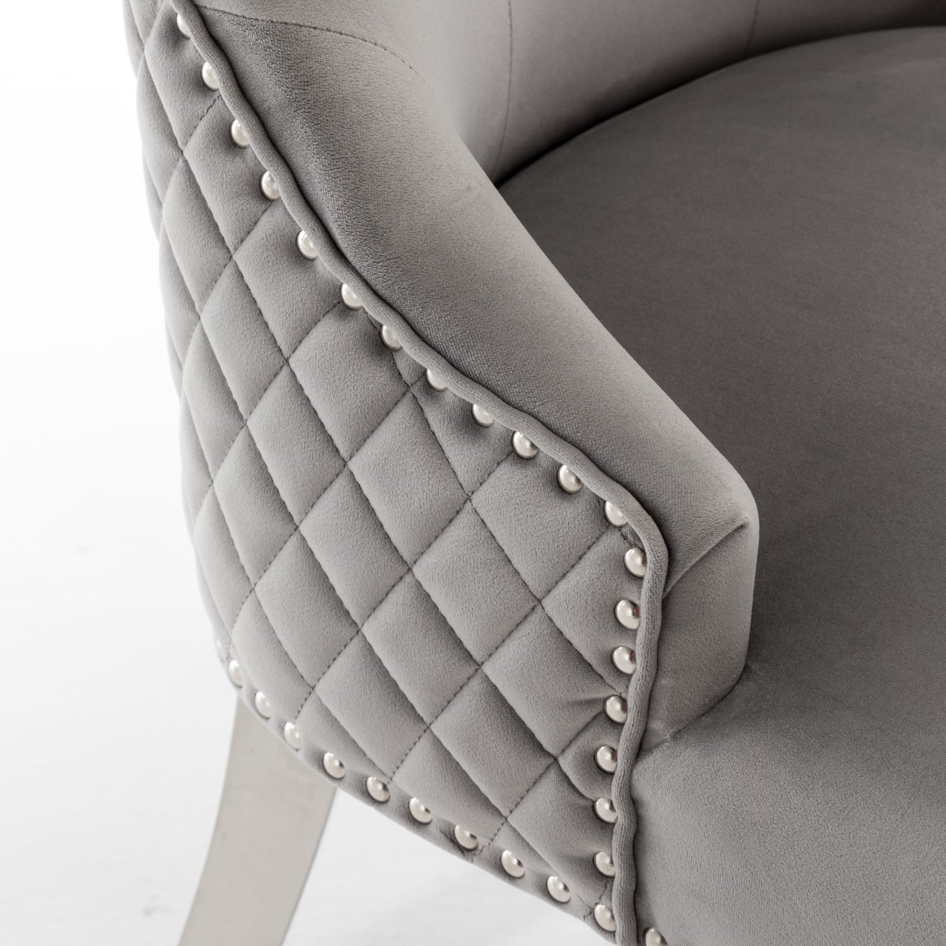 Lot de 2 chaises LION matelassée et cloutée chrome velours
