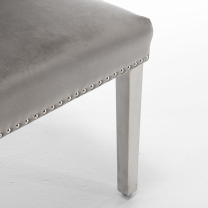 Lot de 2 chaises LION matelassée et cloutée chrome velours
