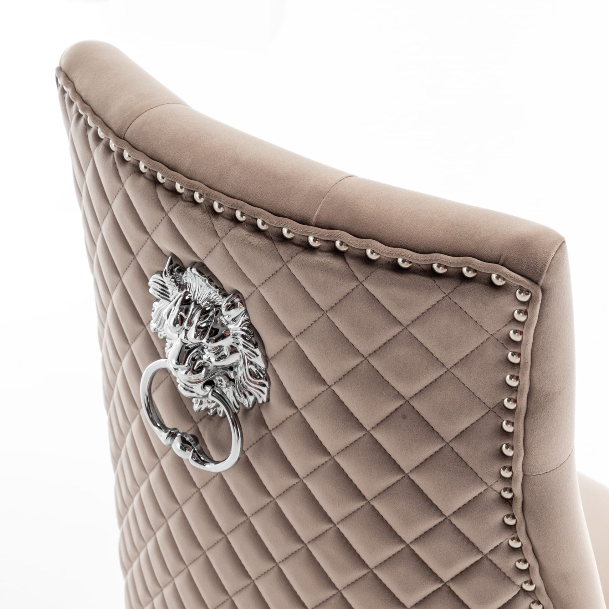 Lot de 2 chaises LION matelassée et cloutée chrome velours