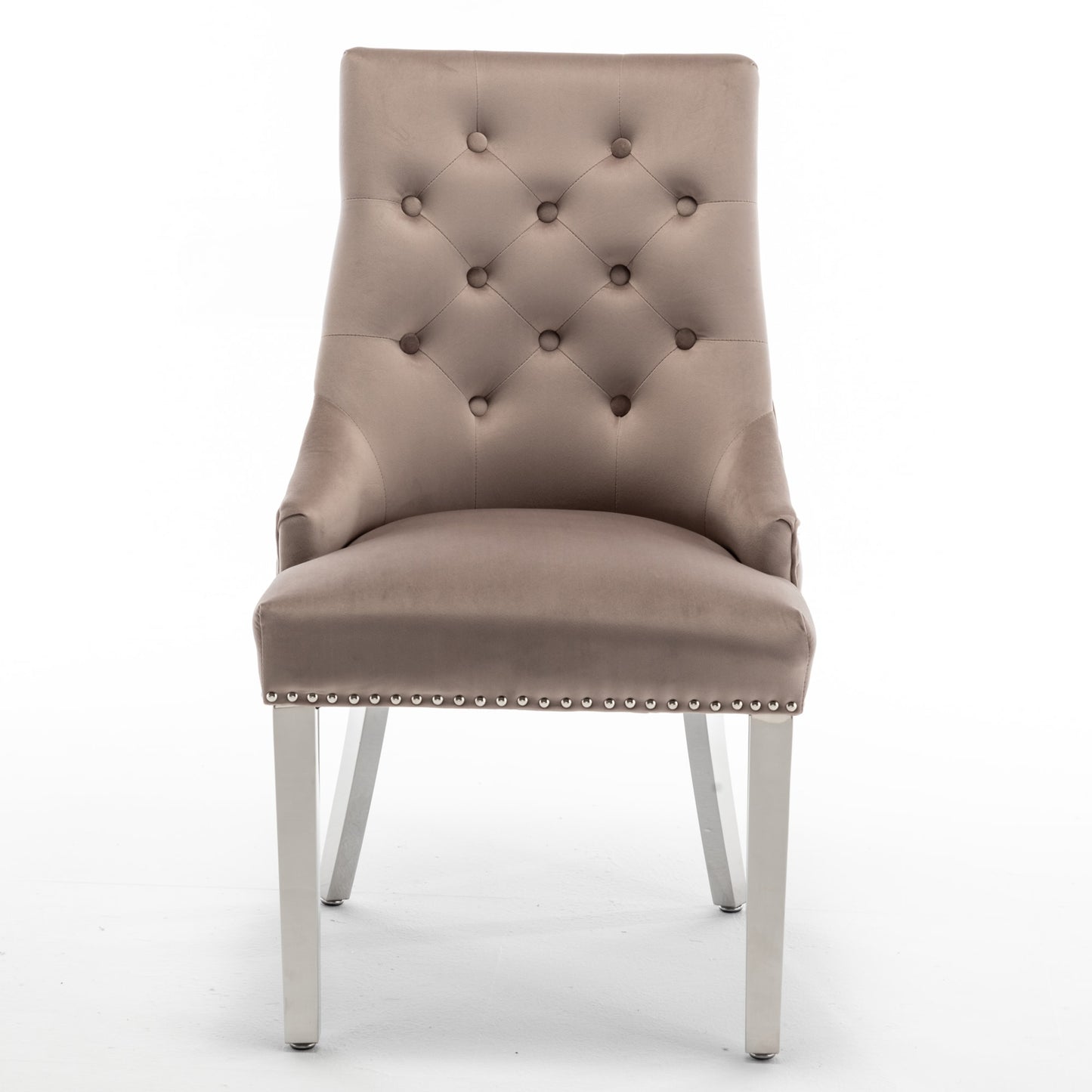 Lot de 2 chaises LION matelassée et cloutée chrome velours