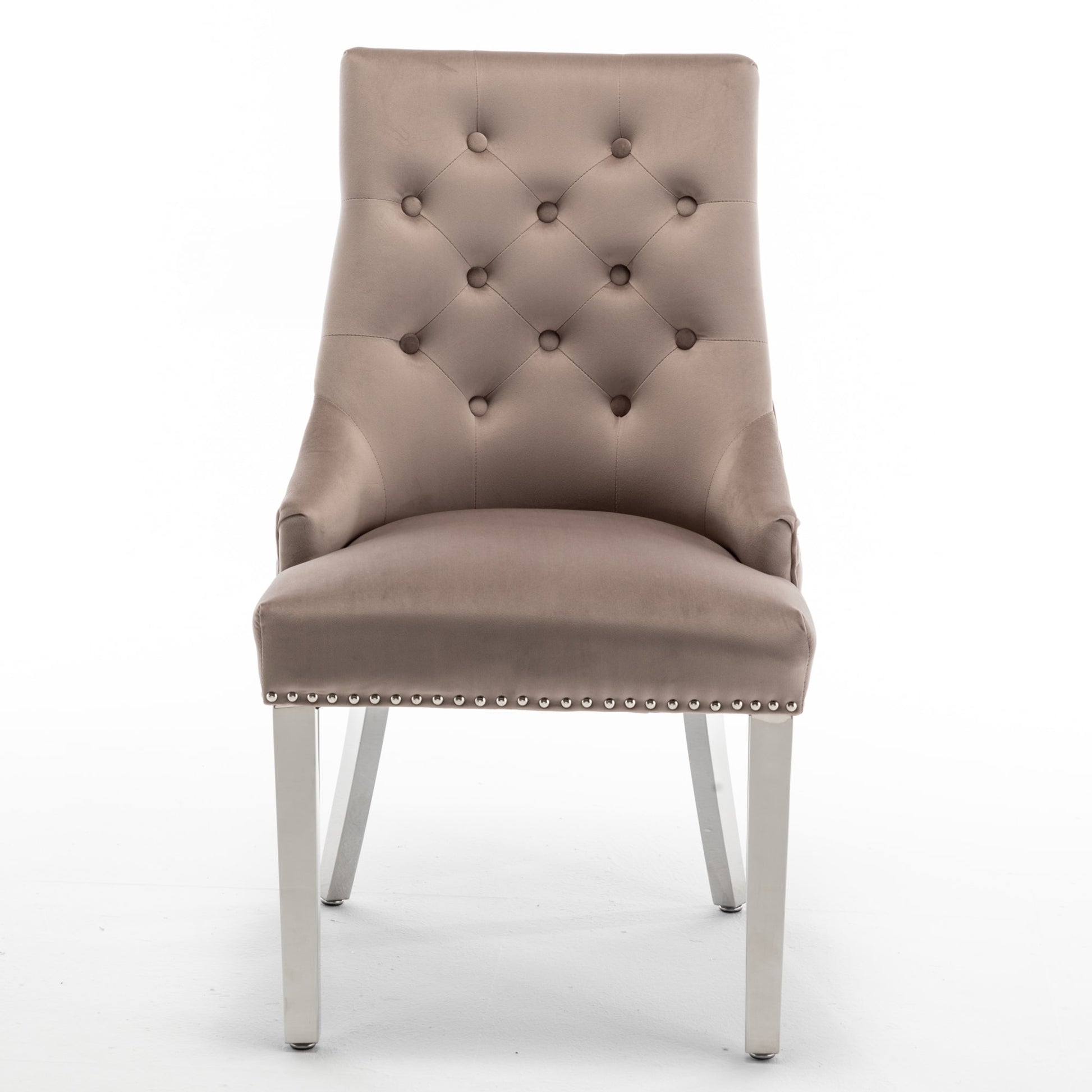 Lot de 2 chaises LION matelassée et cloutée chrome velours