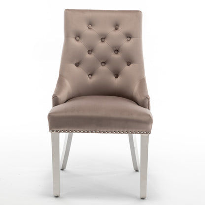 Lot de 2 chaises LION matelassée et cloutée chrome velours