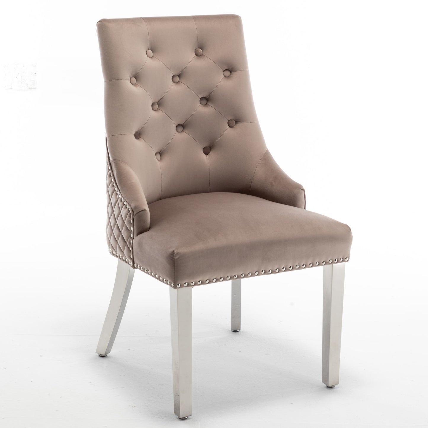 Lot de 2 chaises LION matelassée et cloutée chrome velours