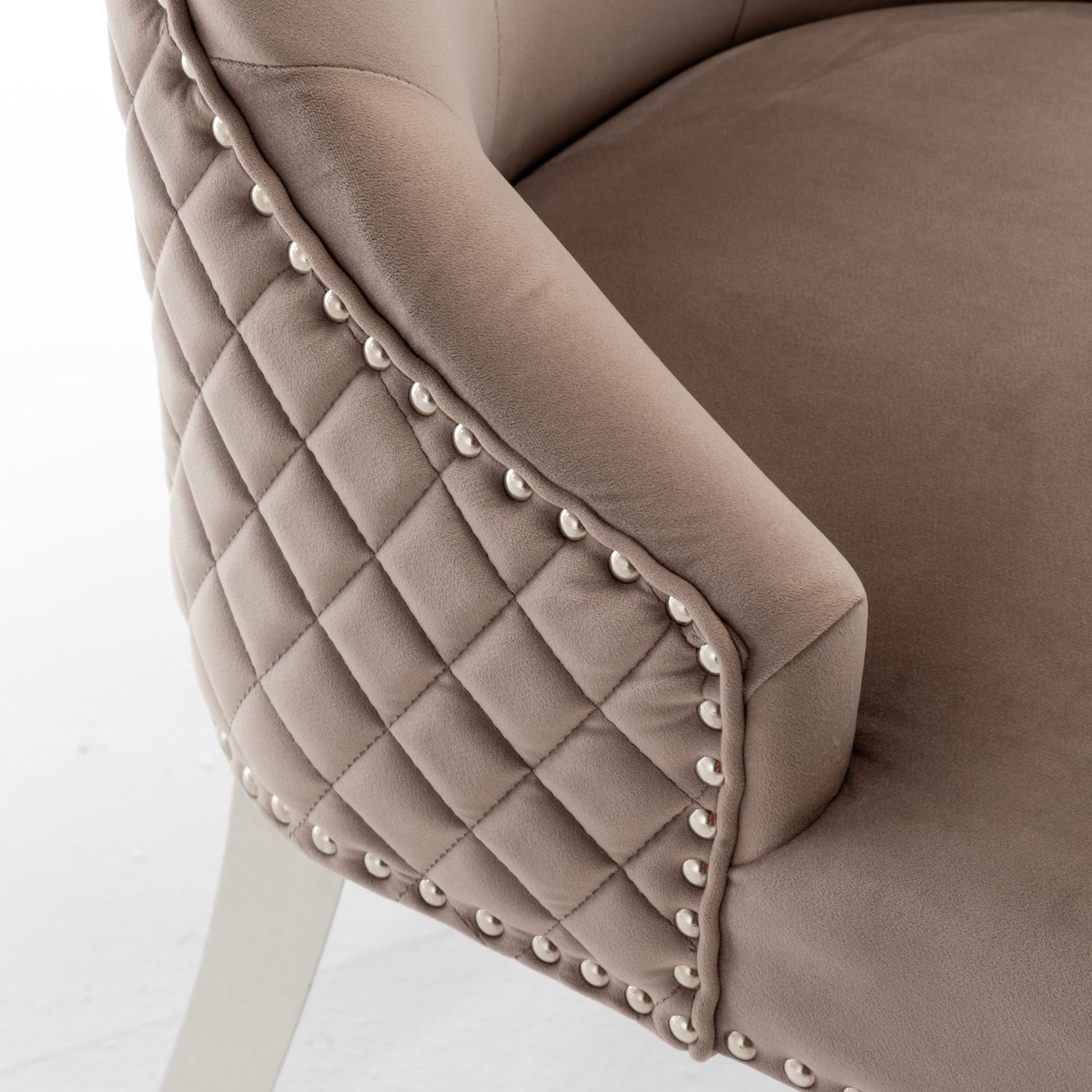Lot de 2 chaises LION matelassée et cloutée chrome velours