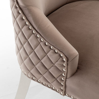 Lot de 2 chaises LION matelassée et cloutée chrome velours