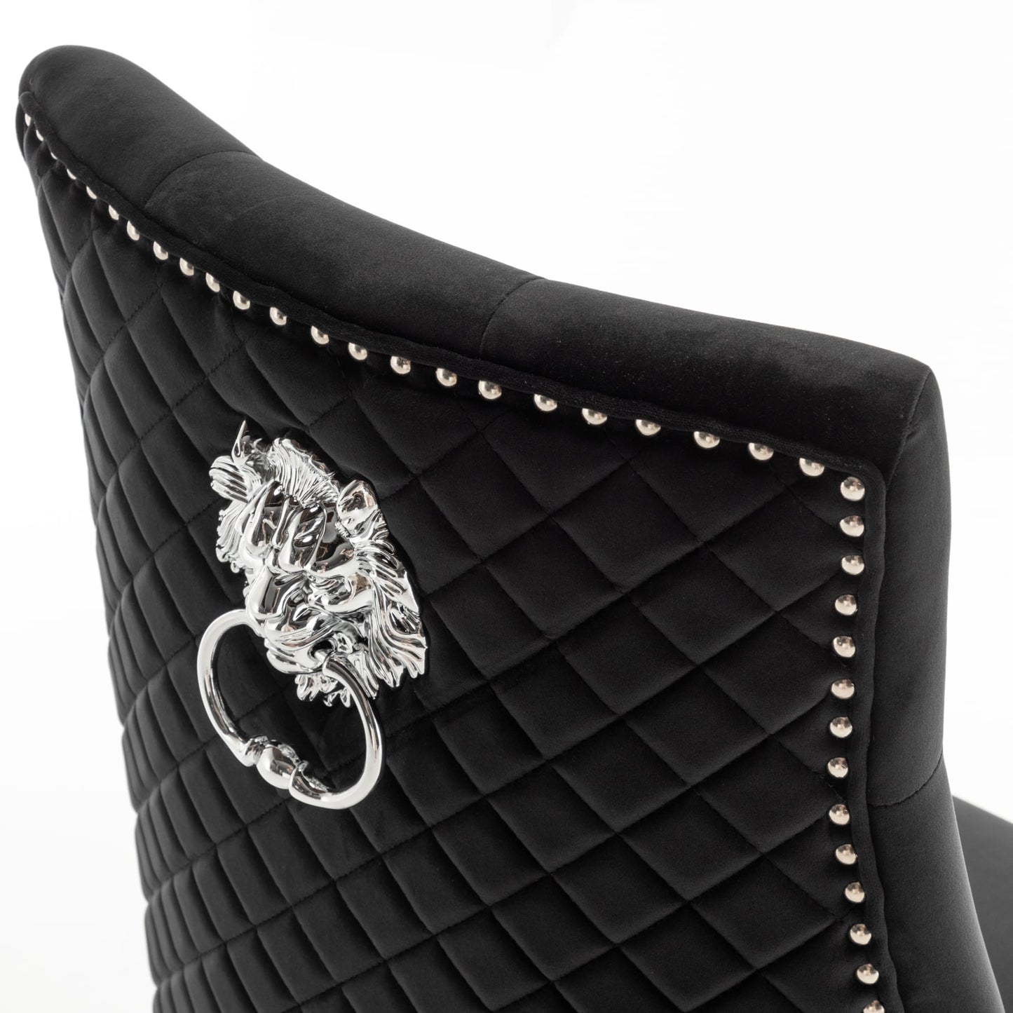 Lot de 2 chaises LION matelassée et cloutée chrome velours