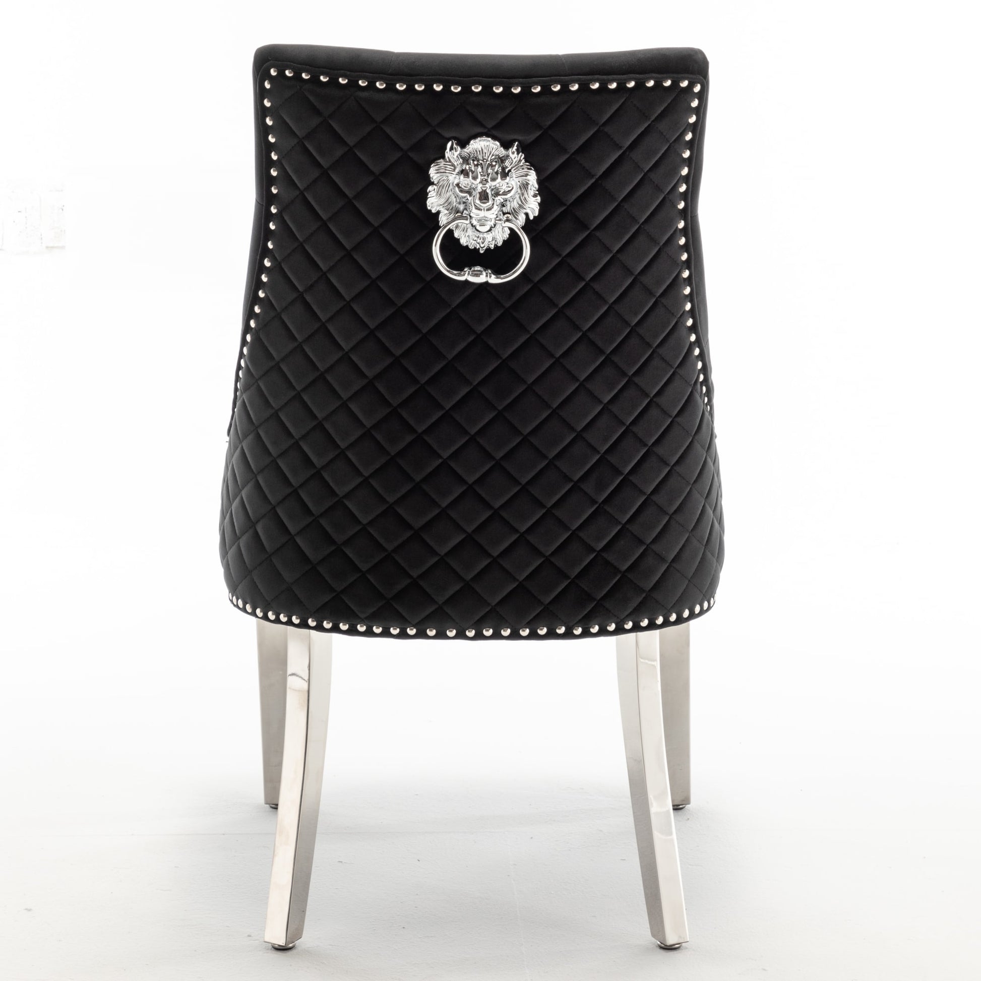 Lot de 2 chaises LION matelassée et cloutée chrome velours