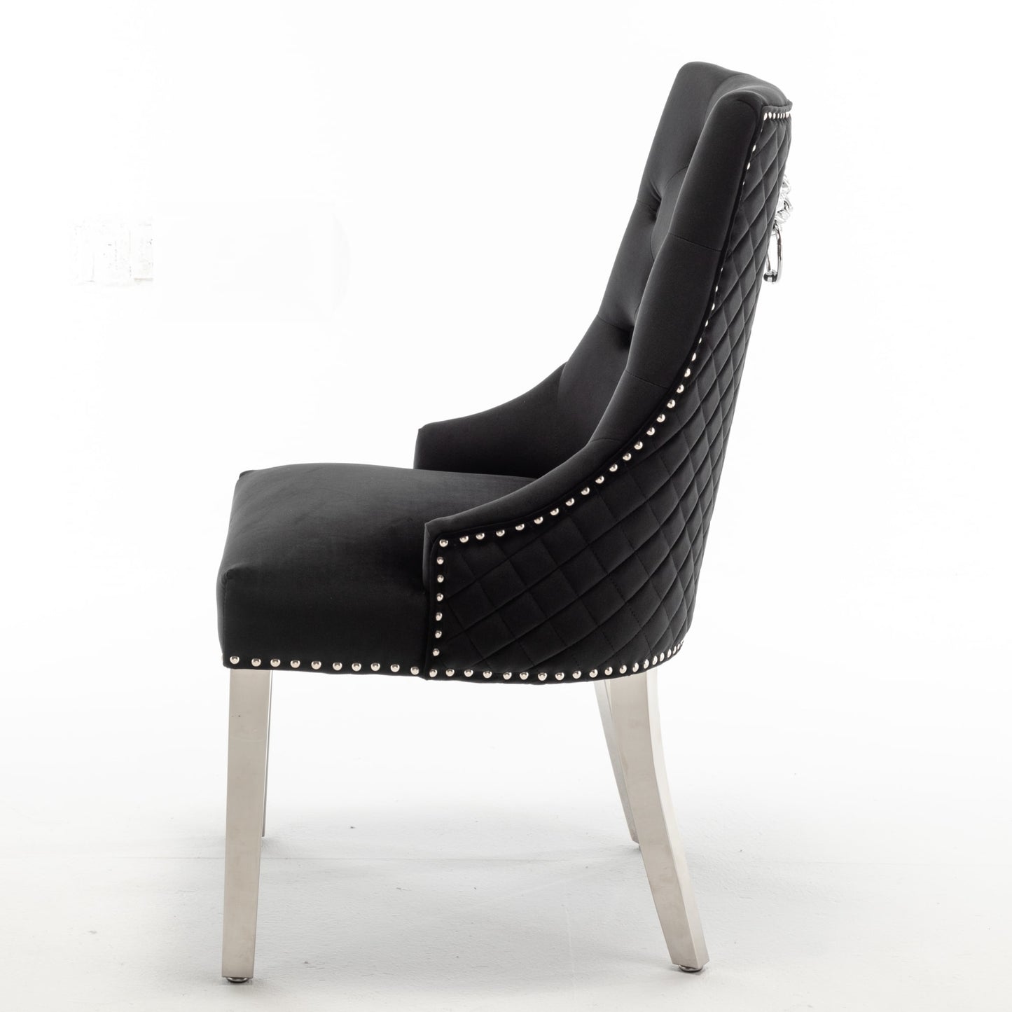 Lot de 2 chaises LION matelassée et cloutée chrome velours