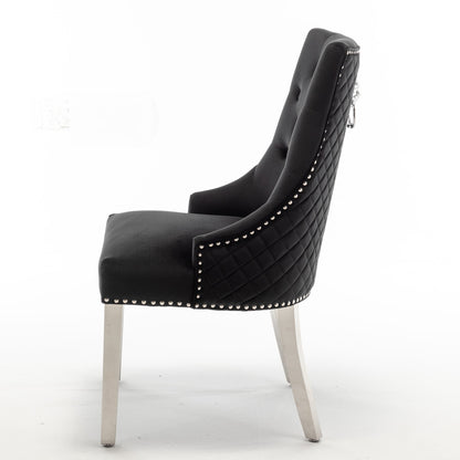 Lot de 2 chaises LION matelassée et cloutée chrome velours