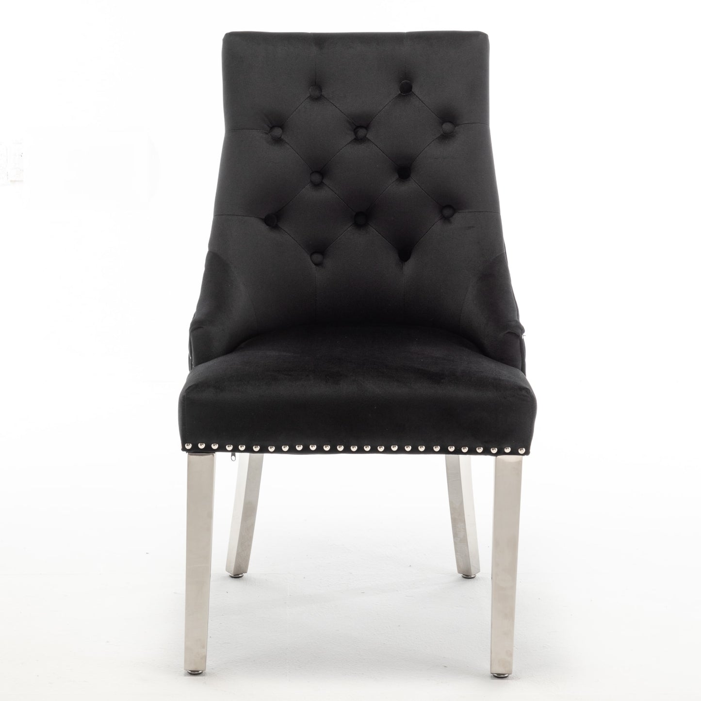 Lot de 2 chaises LION matelassée et cloutée chrome velours