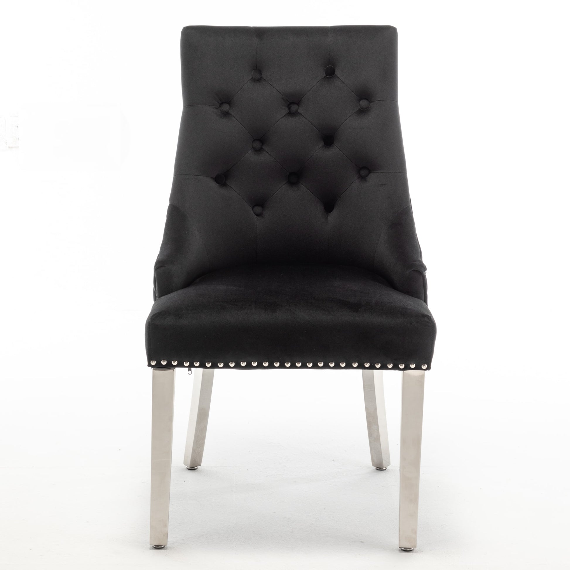 Lot de 2 chaises LION matelassée et cloutée chrome velours