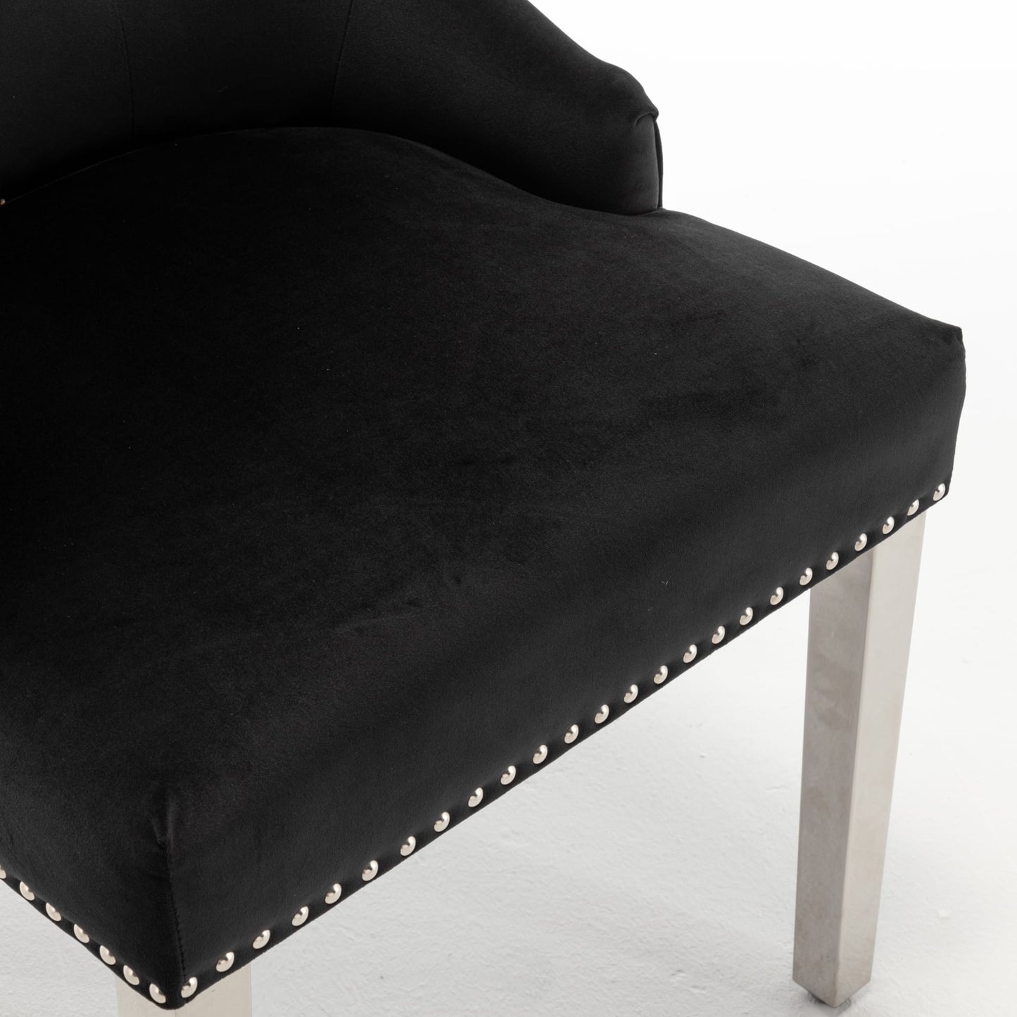 Lot de 2 chaises LION matelassée et cloutée chrome velours