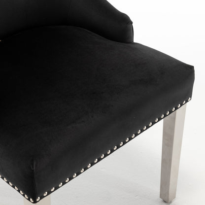 Lot de 2 chaises LION matelassée et cloutée chrome velours