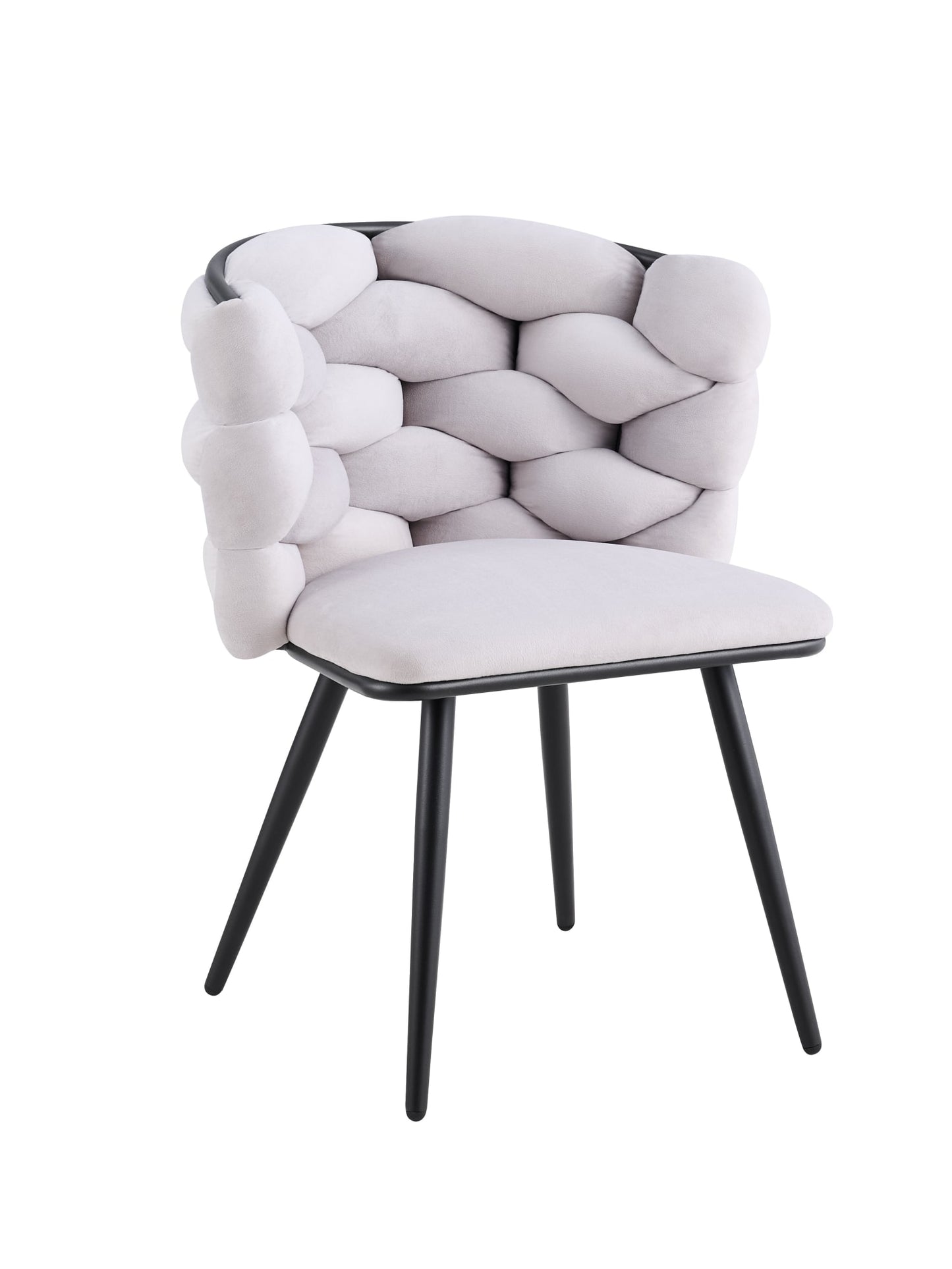CHAISE LOLIPOP PIED METAL NOIR VELOURS LIGHT GREY